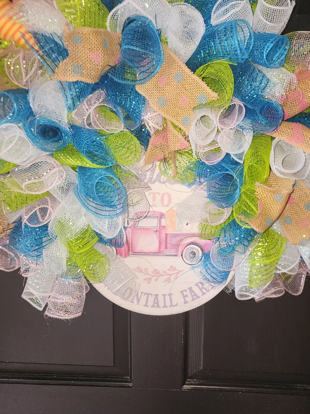 Colorful Spring Mesh Wreath with Pastel Accents